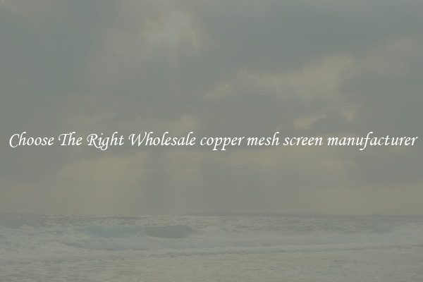 Choose The Right Wholesale copper mesh screen manufacturer